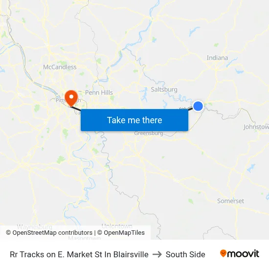 Rr Tracks on E. Market St In Blairsville to South Side map