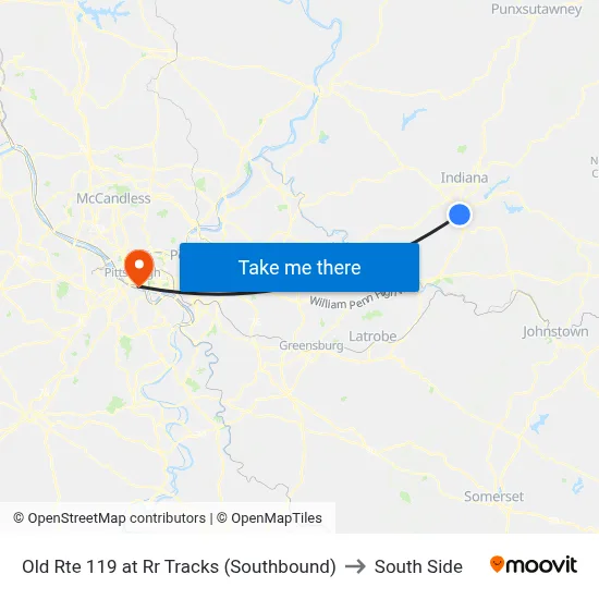 Old Rte 119 at Rr Tracks (Southbound) to South Side map