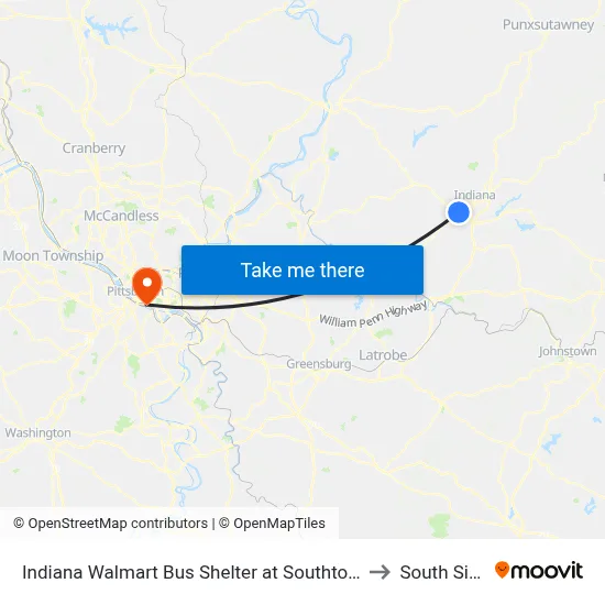 Indiana Walmart Bus Shelter at Southtown to South Side map