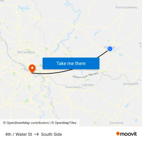 4th / Water St to South Side map
