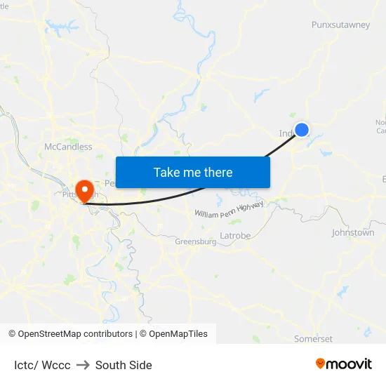 Ictc/ Wccc to South Side map