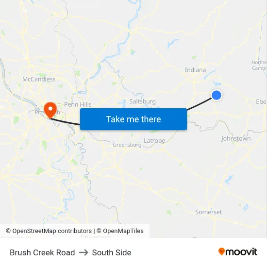 Brush Creek Road to South Side map