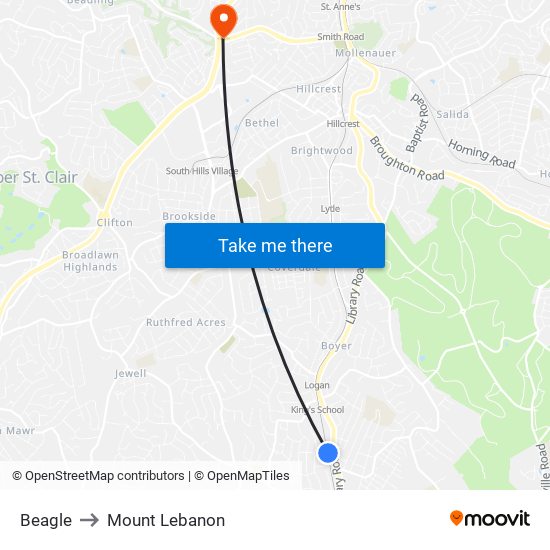 Beagle to Mount Lebanon map