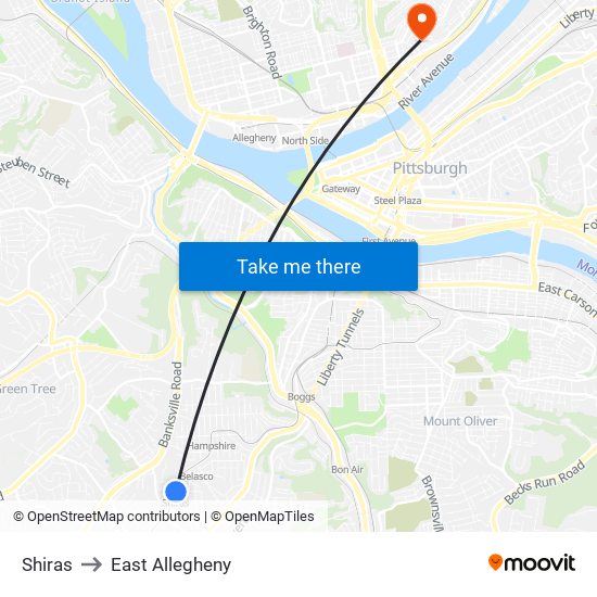 Shiras to East Allegheny map