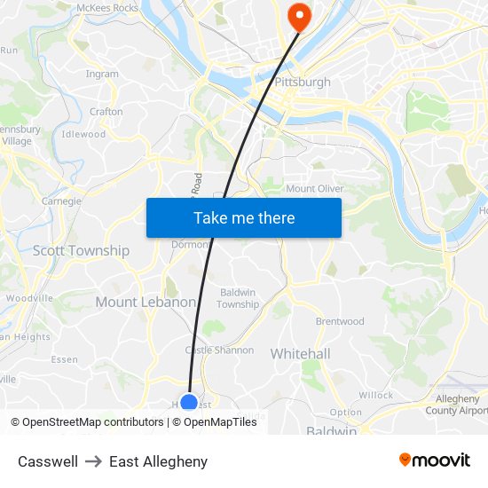 Casswell to East Allegheny map