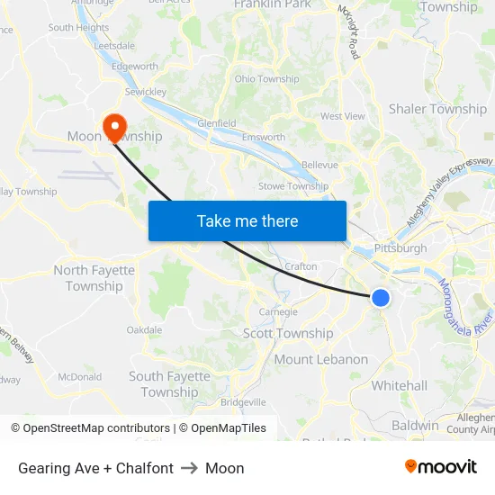 Gearing Ave + Chalfont to Moon map