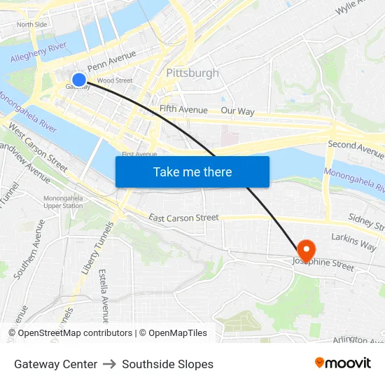 Gateway Center to Southside Slopes map
