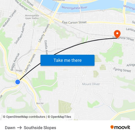 Dawn to Southside Slopes map