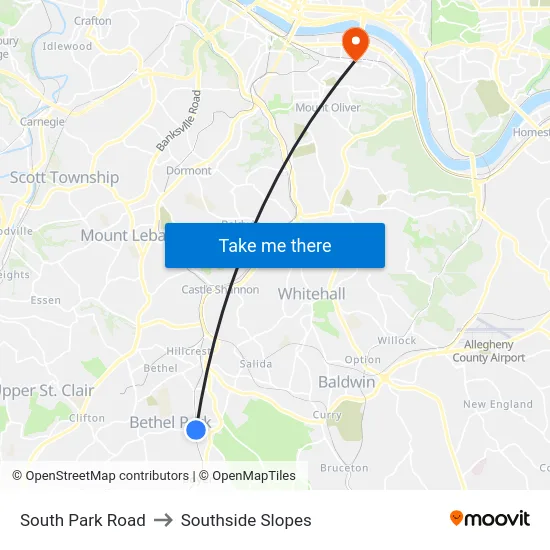South Park Road to Southside Slopes map