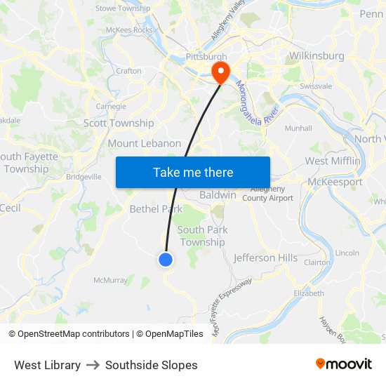 West Library to Southside Slopes map