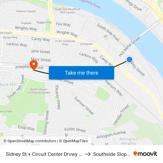 Sidney St + Circuit Center Drvwy FS to Southside Slopes map