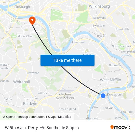 W 5th Ave + Perry to Southside Slopes map