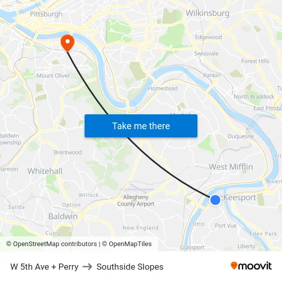 W 5th Ave + Perry to Southside Slopes map