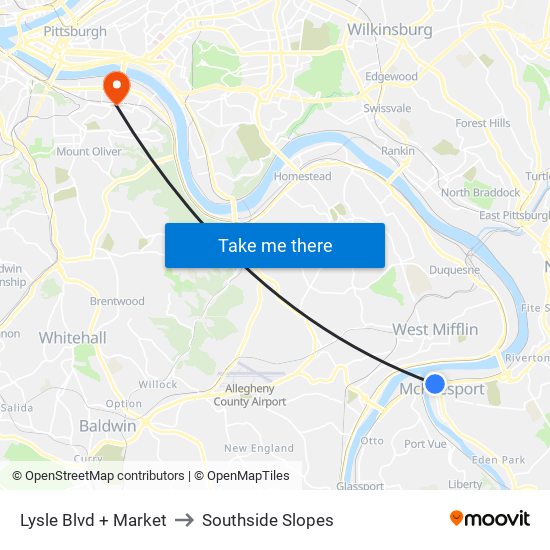 Lysle Blvd + Market to Southside Slopes map