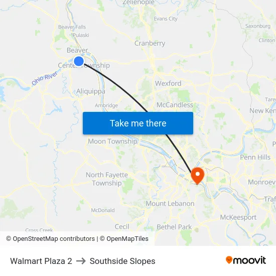 Walmart Plaza 2 to Southside Slopes map