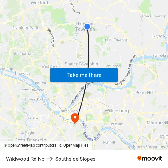 Wildwood Rd Nb to Southside Slopes map