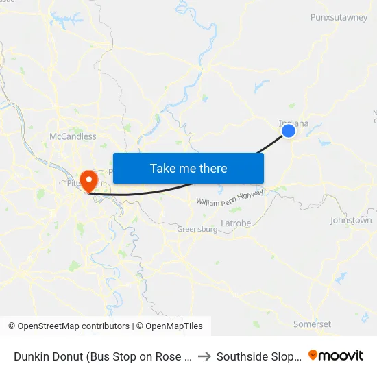 Dunkin Donut (Bus Stop on Rose St) to Southside Slopes map