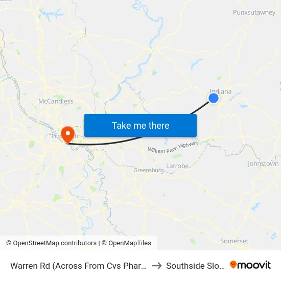 Warren Rd (Across From Cvs Pharmacy) to Southside Slopes map