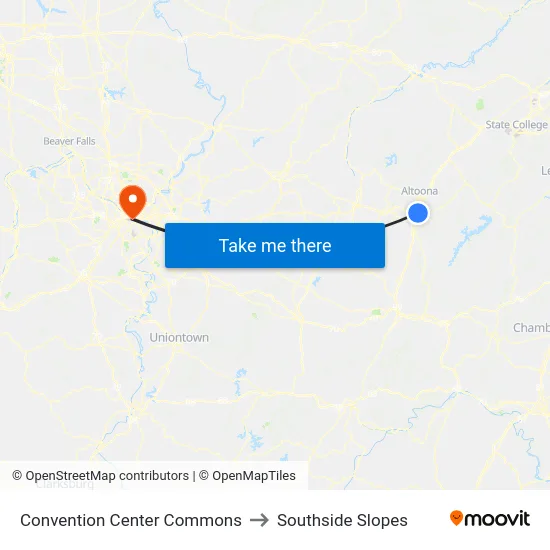 Convention Center Commons to Southside Slopes map