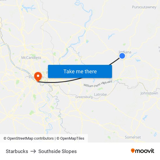 Starbucks to Southside Slopes map