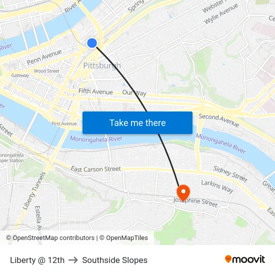 Liberty @ 12th to Southside Slopes map