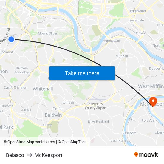 Belasco to McKeesport map
