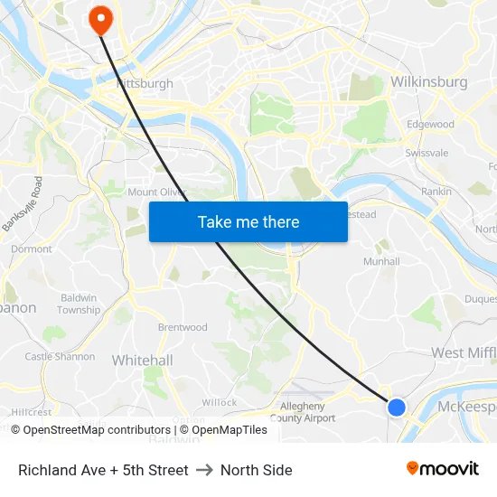 Richland Ave + 5th Street to North Side map