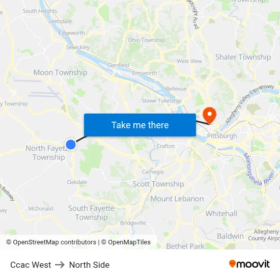 Ccac West to North Side map