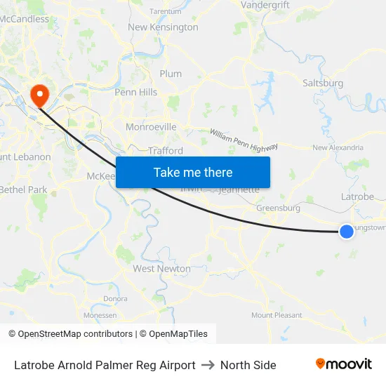 Latrobe Arnold Palmer Reg Airport to North Side map