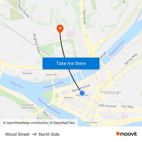 Wood Street to North Side map