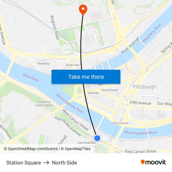 Station Square to North Side map