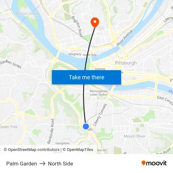 Palm Garden to North Side map