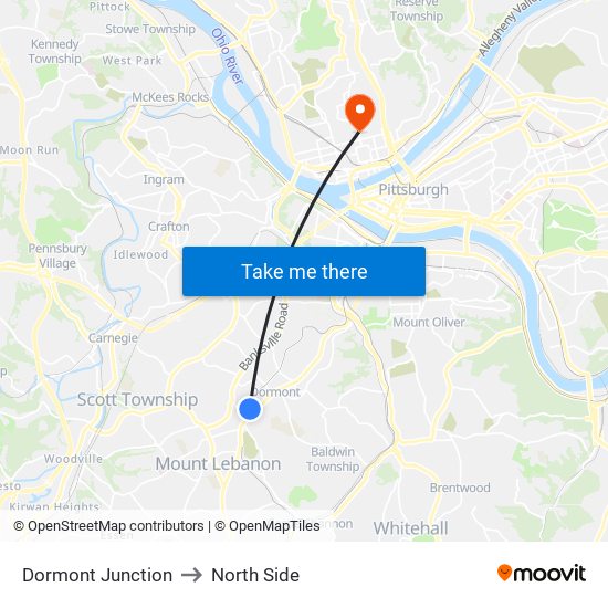 Dormont Junction to North Side map