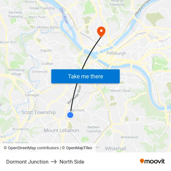 Dormont Junction to North Side map