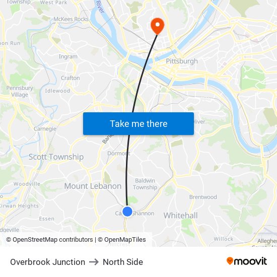 Overbrook Junction to North Side map