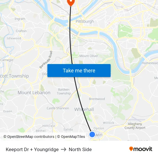 Keeport Dr + Youngridge to North Side map