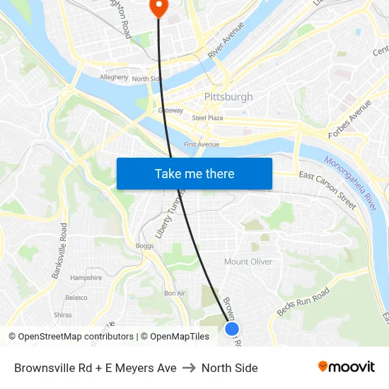 Brownsville Rd + E Meyers Ave to North Side map