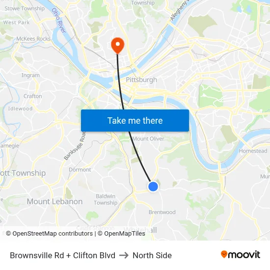 Brownsville Rd + Clifton Blvd to North Side map
