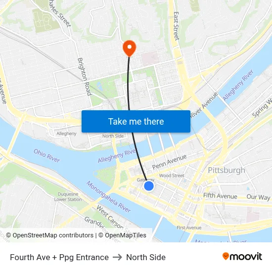 Fourth Ave + Ppg Entrance to North Side map