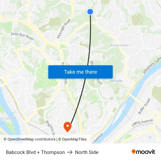 Babcock Blvd + Thompson to North Side map