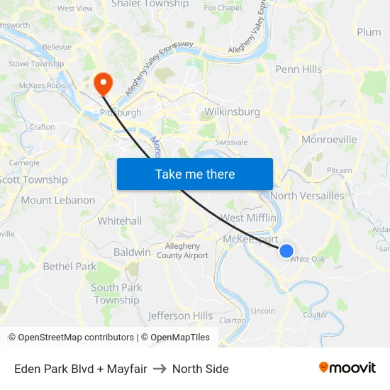 Eden Park Blvd + Mayfair to North Side map