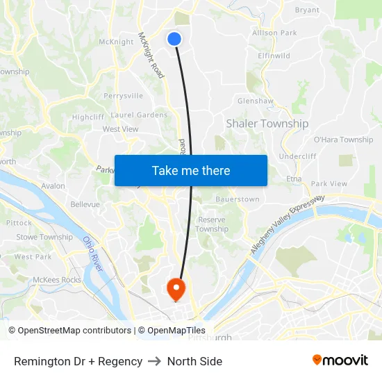 Remington Dr + Regency to North Side map