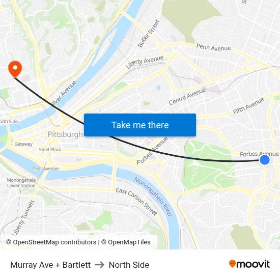 Murray Ave + Bartlett to North Side map