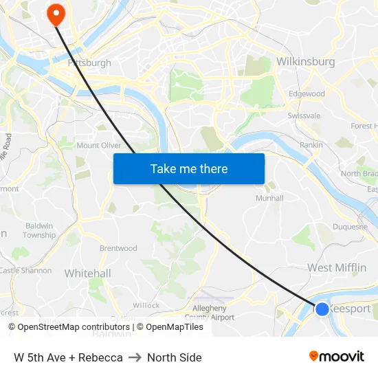 W 5th Ave + Rebecca to North Side map