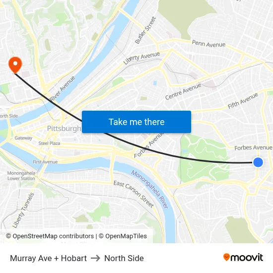 Murray Ave + Hobart to North Side map