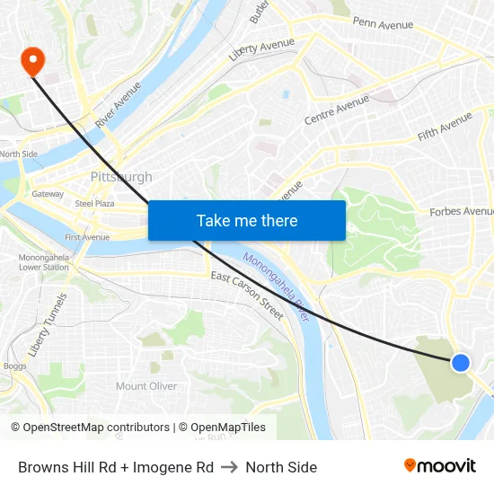 Browns Hill Rd + Imogene Rd to North Side map