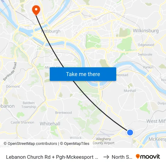 Lebanon Church Rd + Pgh-Mckeesport Blvd FS to North Side map