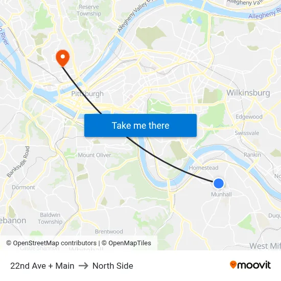 22nd Ave + Main to North Side map