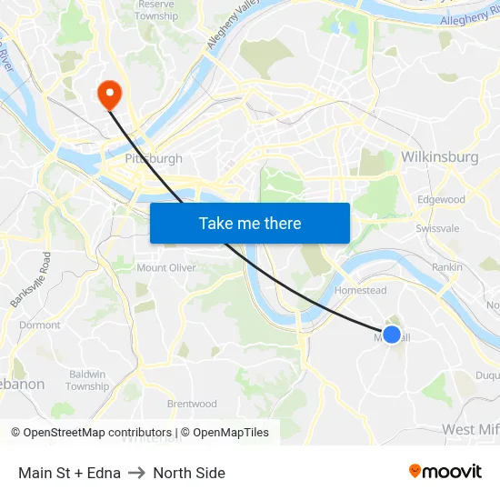 Main St + Edna to North Side map