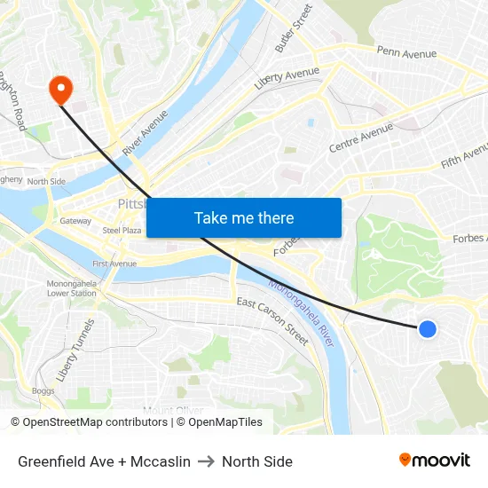 Greenfield Ave + Mccaslin to North Side map